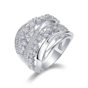 Womens Moissanite Engagement Ring D Color VVS1 925 Sterling Silver Plated 18K White Gold Promise Ring