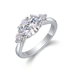 2CT Moissanite 925 Silver Engagement Ring for Women 18K White Gold Plated