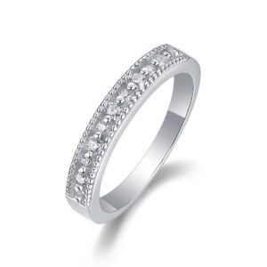 0.15ct 2mm Moissanite Diamond Ring Women S925 Sterling Silver GRA Certified Semi-Eternity Engagement Wedding Band