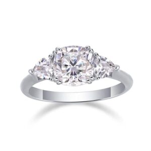 1.6 Carat Moissanite Ring in S925 Silver Plated with 18K White Gold - Wedding Jewelry Gift
