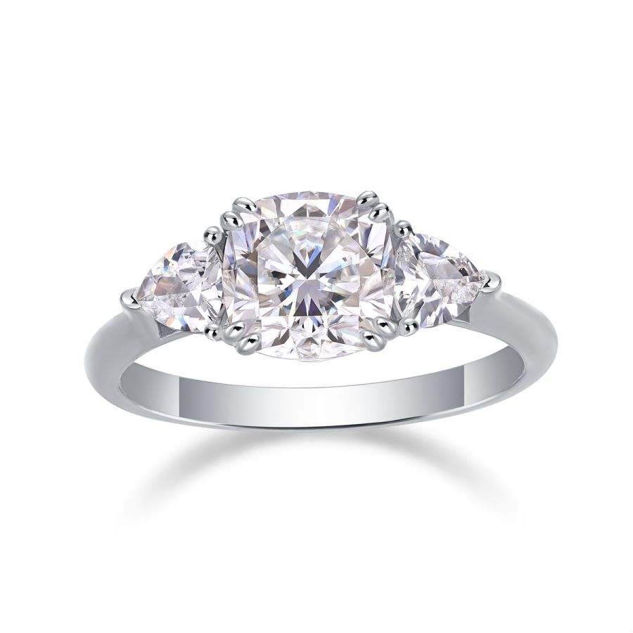 1.6 Carat Moissanite Ring in S925 Silver Plated with 18K White Gold - Wedding Jewelry Gift