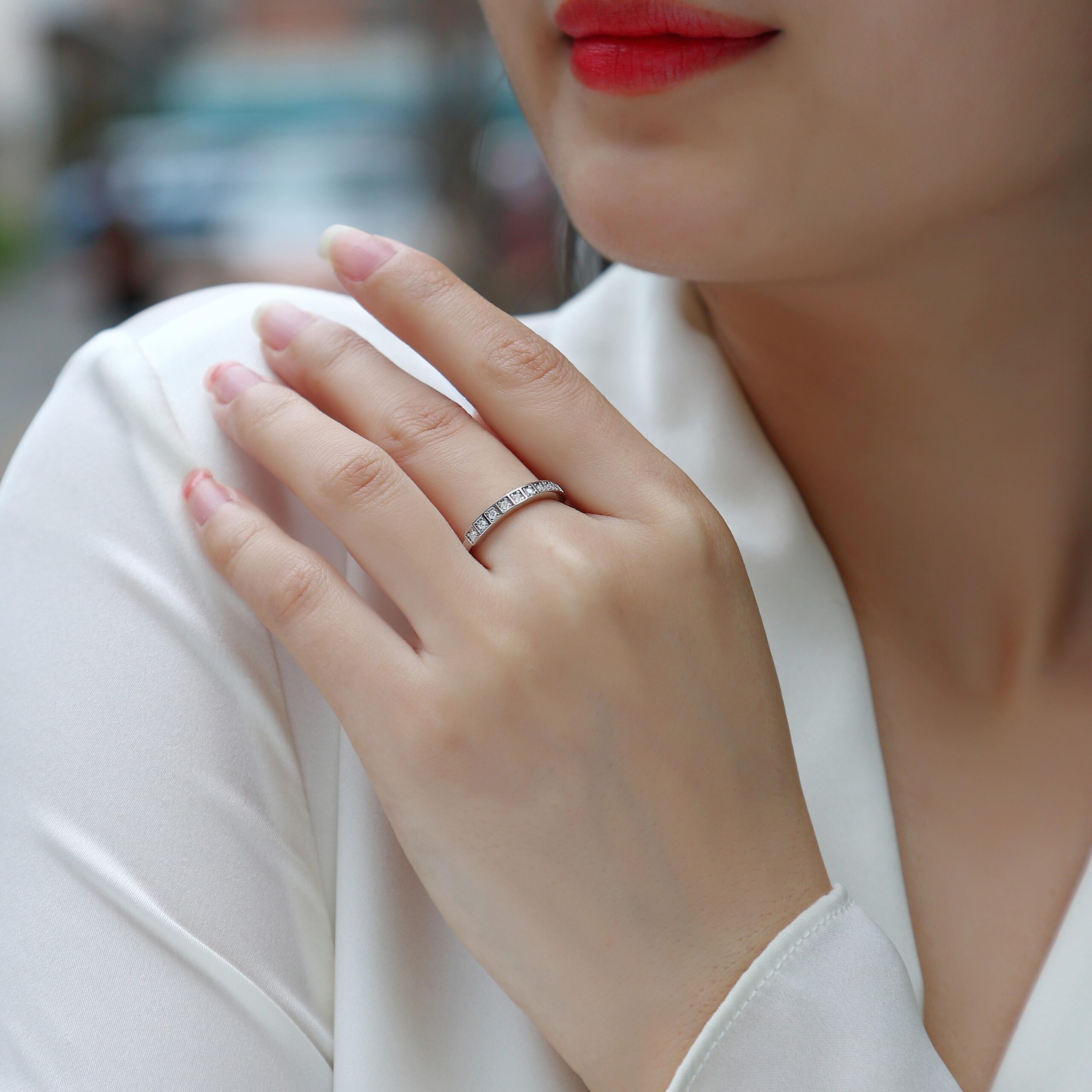 S925 sterling silver ring diamond moissanite love couple wedding engagement ring for women - Image 6