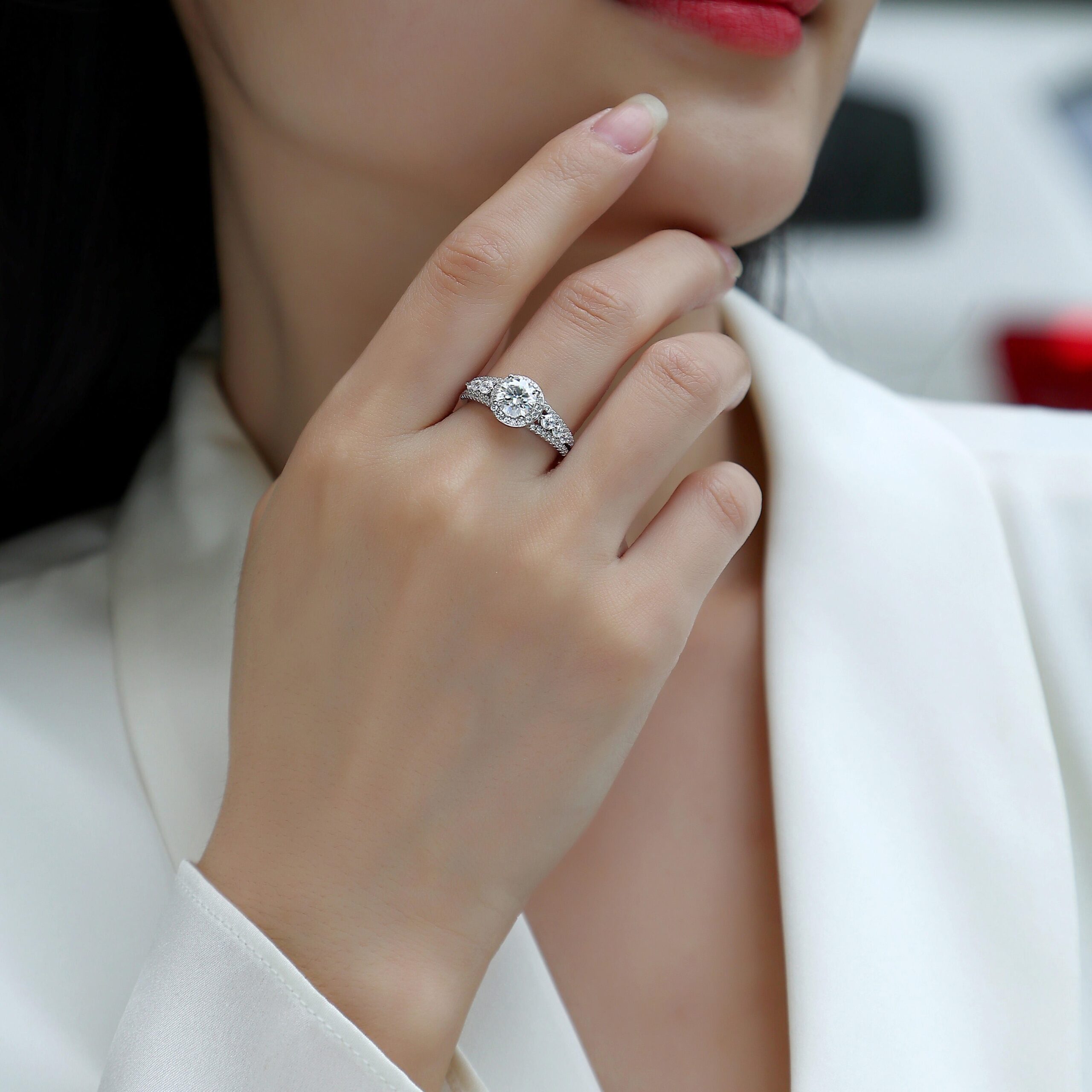 High Quality Mini Moissanite Rings Fine Jewelry Rhodium Plated 925 Sterling Silver Diamond Ring - Image 6