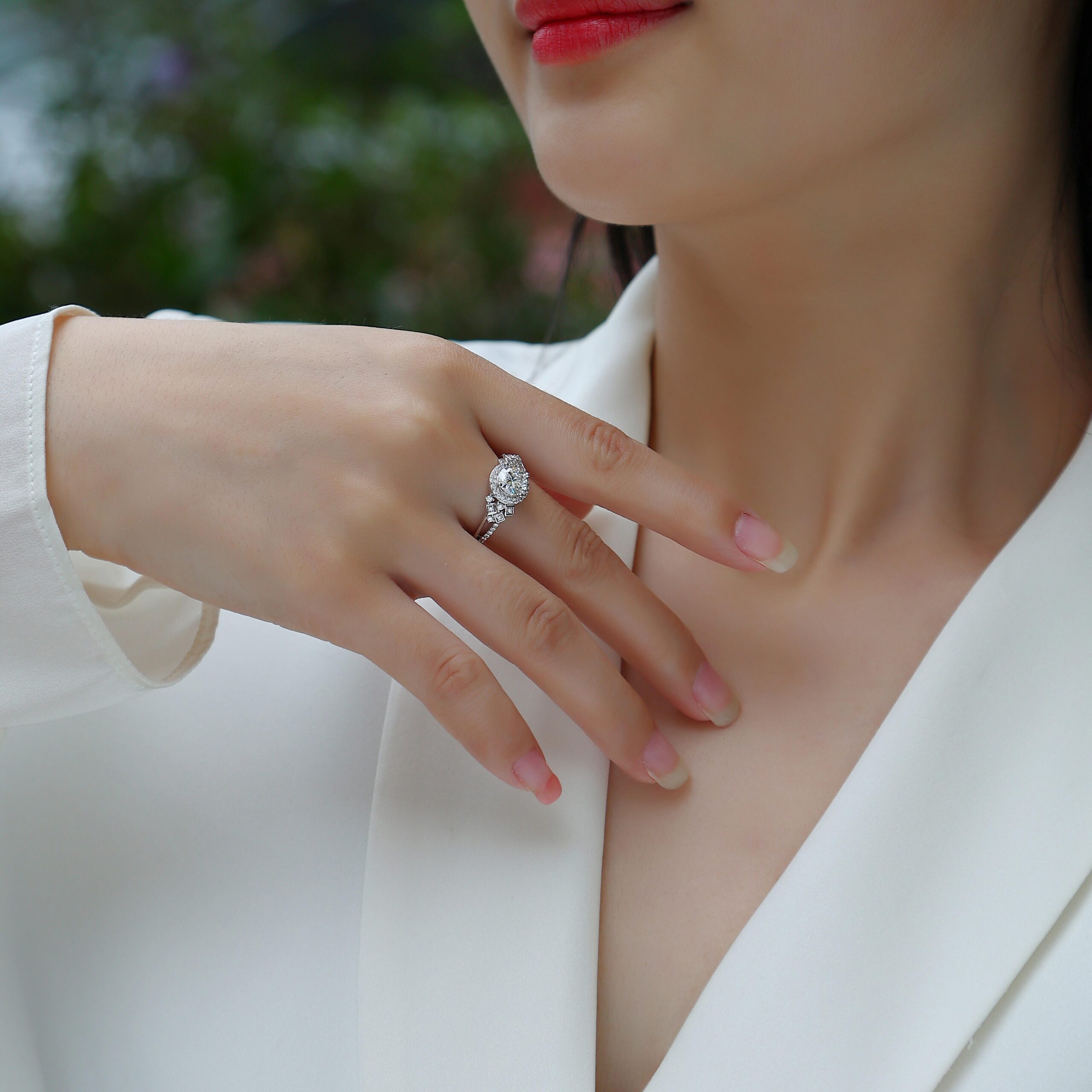 S925 Sterling Silver 1ct Moissanite Rings Full Diamond Rings For Women Engagement Jewelry Manufacturer - Image 6