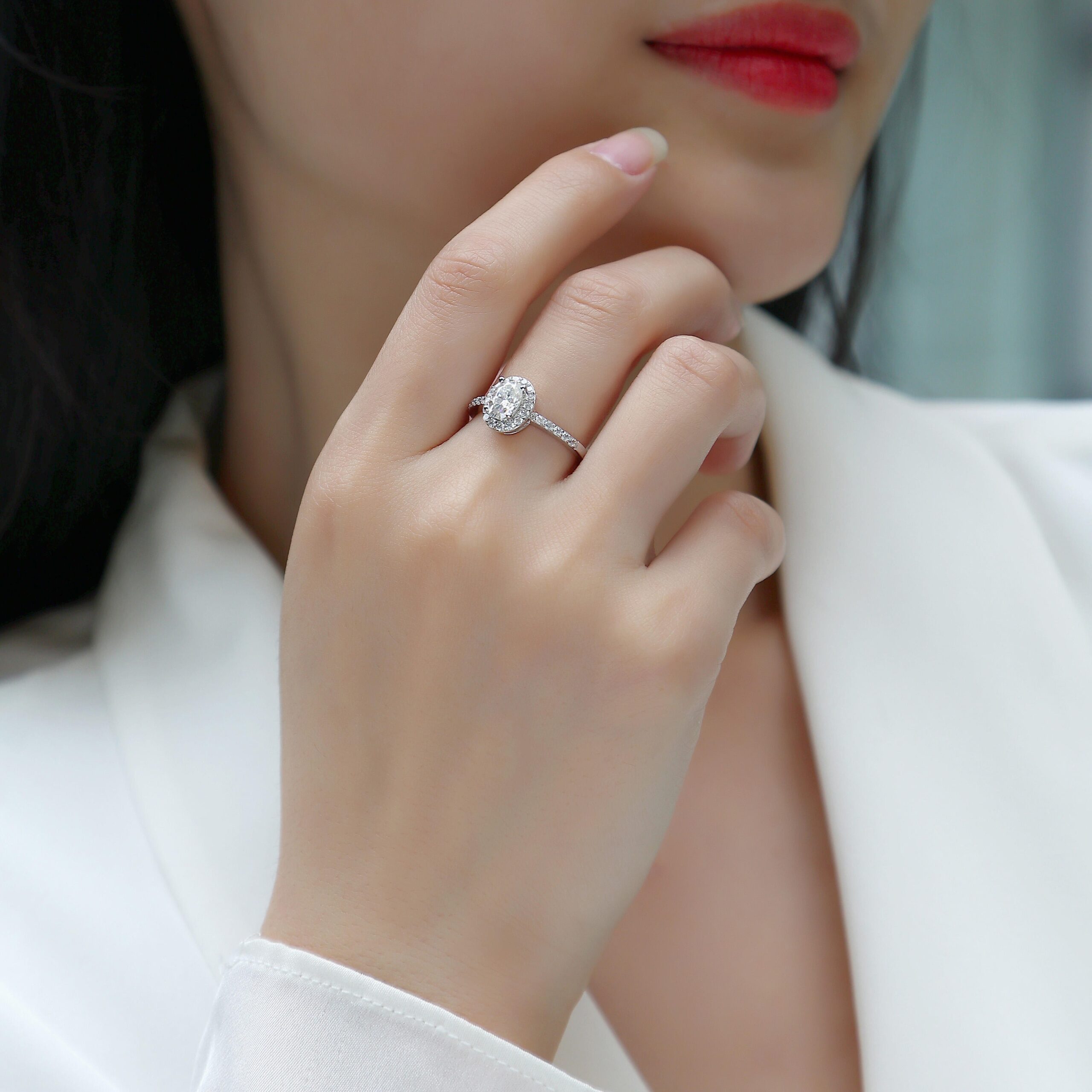 Wholesale 925 Sterling Silver 1ct Moissanite Engagement Ring Jewelry Gold Ring With GRA - Image 6