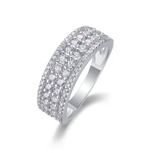 Classic 925 Sterling Silver Cut Rings Diamond Platinum Plated Wedding Engagement Fine Jewelry Ring