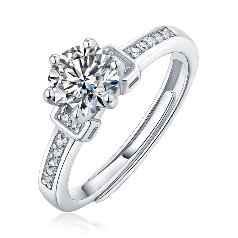 S925 Sterling Silver Ring High Quality 0.5ct Moissanite Diamond Engagement Ring Gift - Image 2