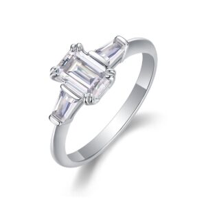 Wholesale 925 Sterling Silver Women 1ct Bling Moissanite Engagement Ring For Woman Classic Type Emerald Cut