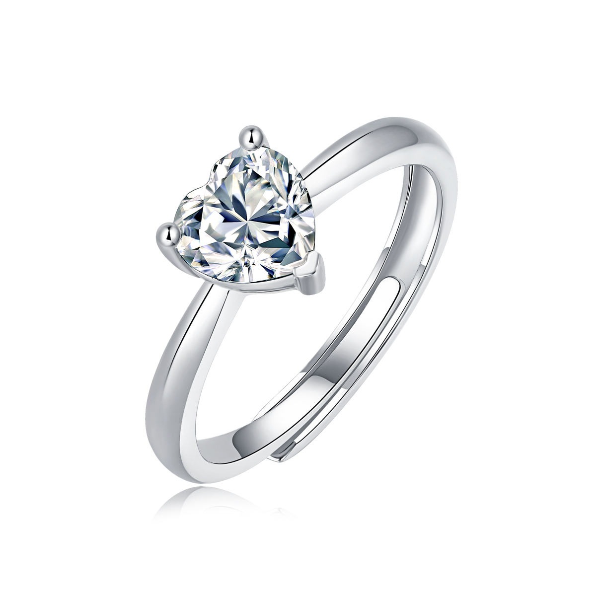 S925 sterling silver ring heart shape 1ct moissanite engagement wedding ring for women - Image 2