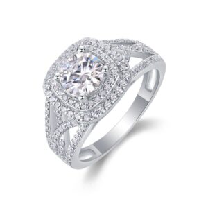 Women Mossinate Diamond Jewelry 925 Sterling Silver Ring 1ct Carat Diamond Moissanite Ring