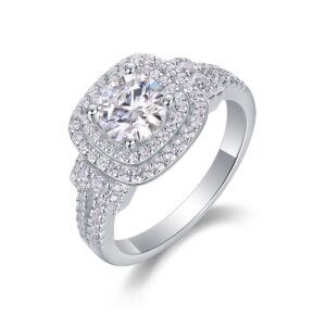 Women Mossinate Diamond Jewelry 925 Sterling Silver Ring 1ct Carat Diamond Moissanite Ring