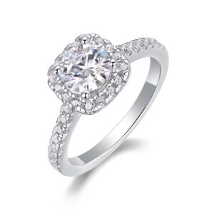 Wholesale S925 Sterling Silver Women 1ct Bling Moissanite Engagement Ring For Woman