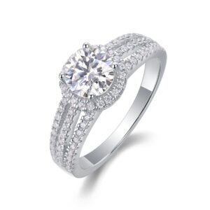 Wholesale 925 Sterling Silver Women 1ct Bling Moissanite Engagement Ring For Woman