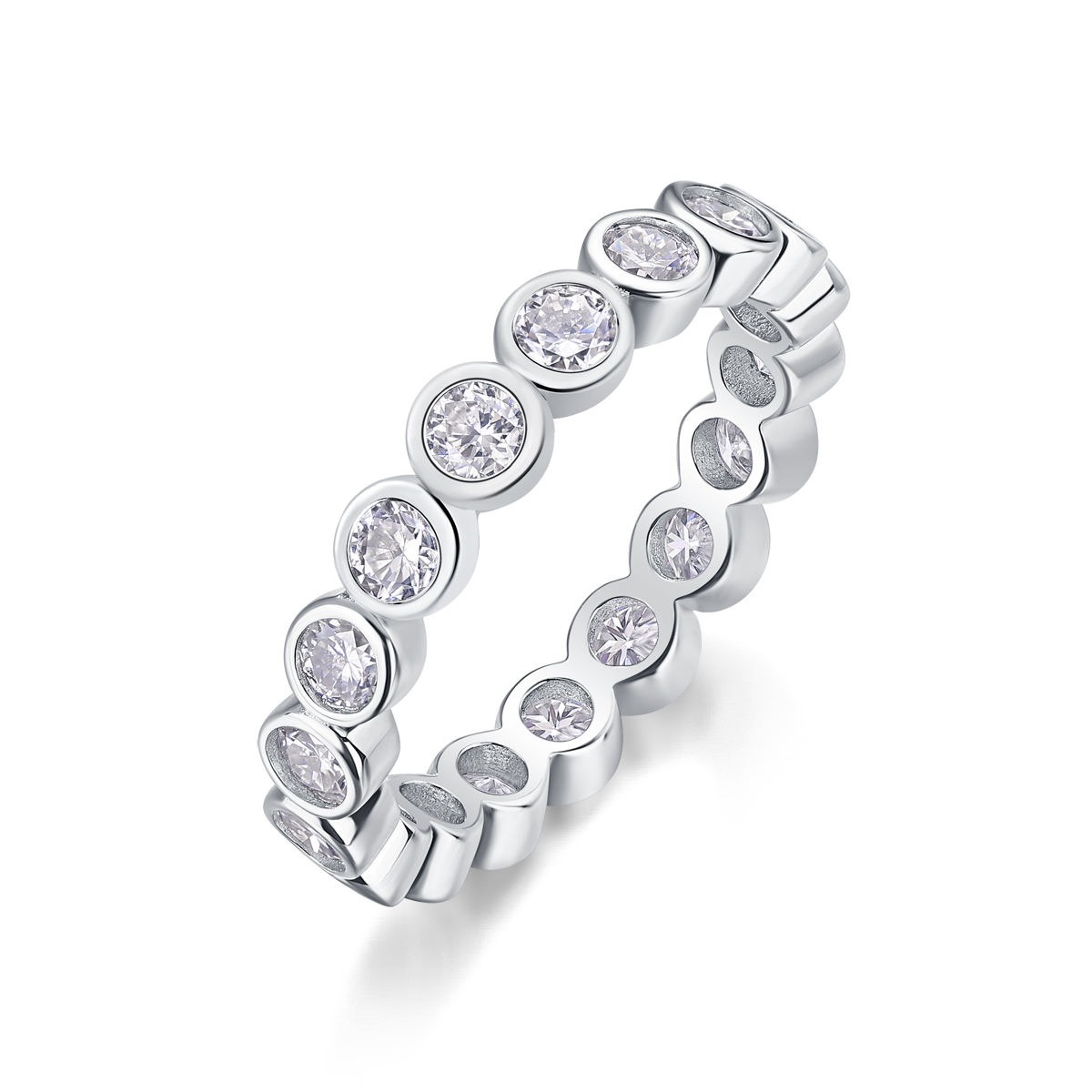 High Quality 925 Sterling Silver Moissanite Eternity Band Rings Affordable Price radiant moissanite diamond ring - Image 2