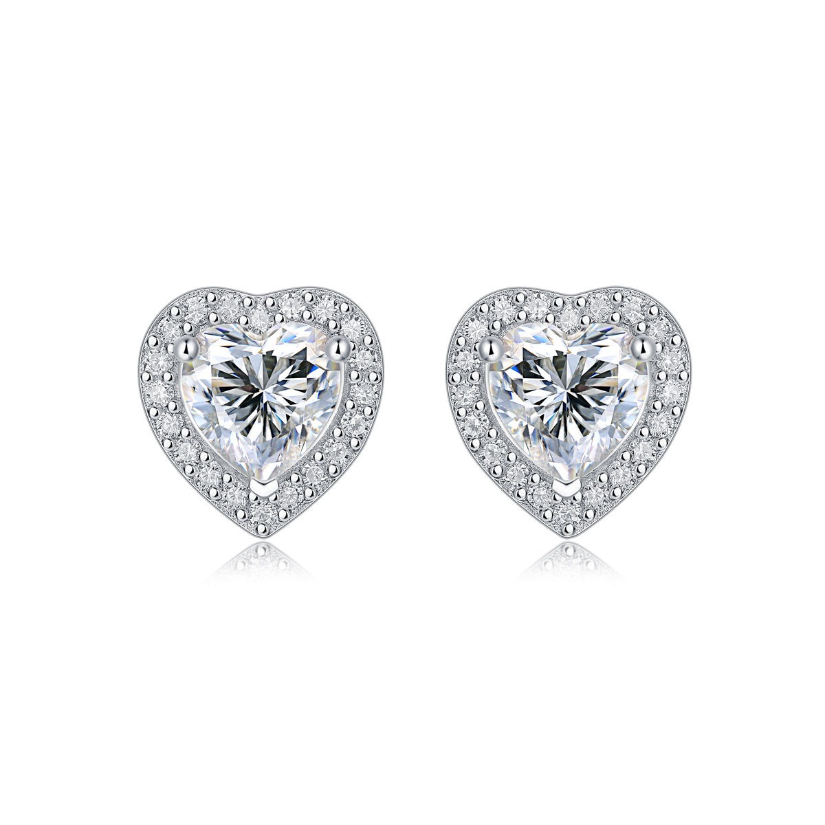 0.5CT Moissanite S925 Sterling Silver Heart Shaped Earrings - Image 2