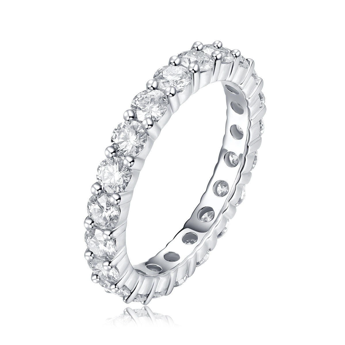 S925 Moissanite Eternity Ring Silver Jewelry Women Gift Party Sterling Stone Wedding Technology party - Image 2