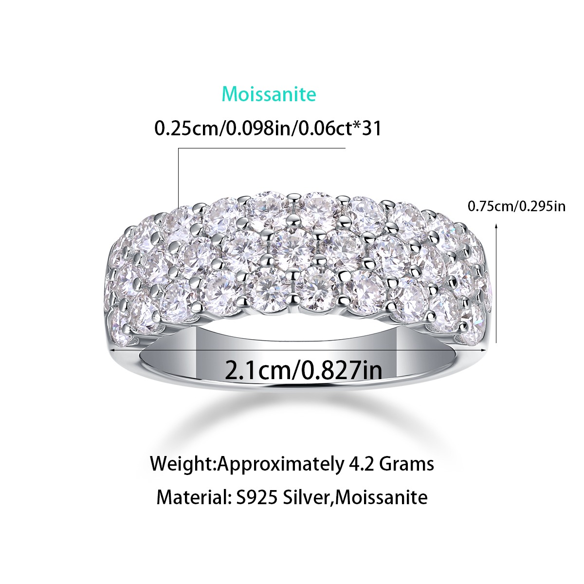 S925 sterling silver ring moissanite custom engagement wedding ring for women - Image 2