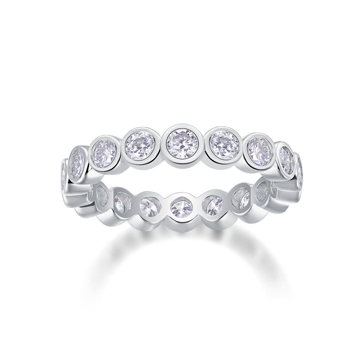 High Quality 925 Sterling Silver Moissanite Eternity Band Rings Affordable Price radiant moissanite diamond ring