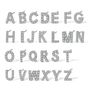 S925 sterling silver stud earrings with 26 English letter earrings