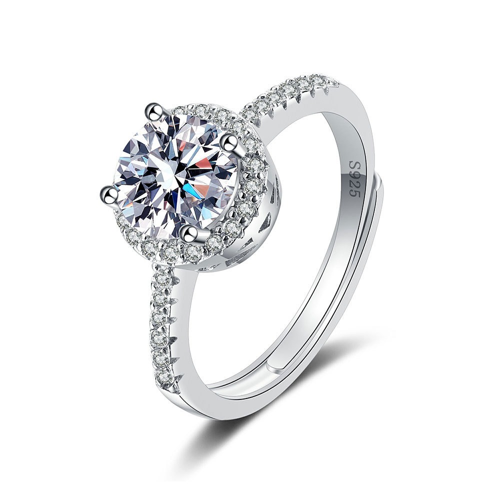 S925 sterling silver ring GRA moissanite ring for women