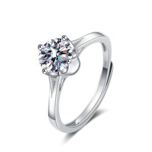 S925 sterling silver ring opening adjustable 1 carat GRA moissanite ring for women