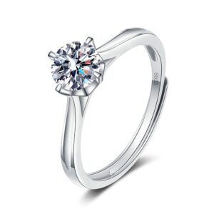 S925 sterling silver ring opening adjustable 1 carat GRA moissanite ring for women