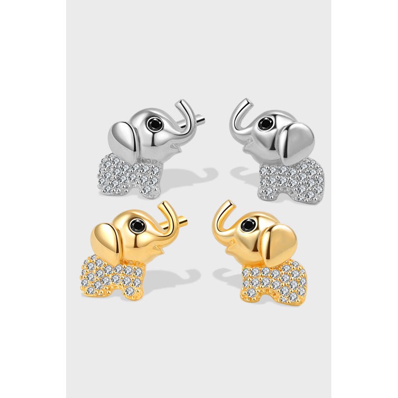S925 sterling silver stud earrings baby elephant earrings - Image 4