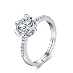 S925 sterling silver ring opening adjustable zircon women's ring