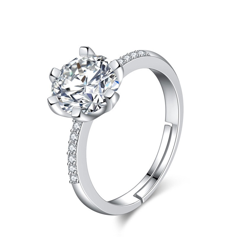 S925 sterling silver ring opening adjustable zircon women's ring