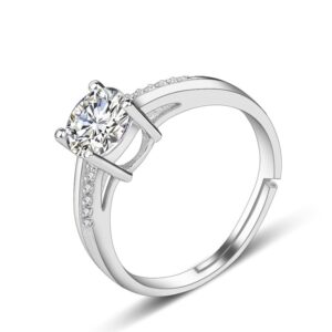 S925 sterling silver ring opening adjustable zircon women's ring