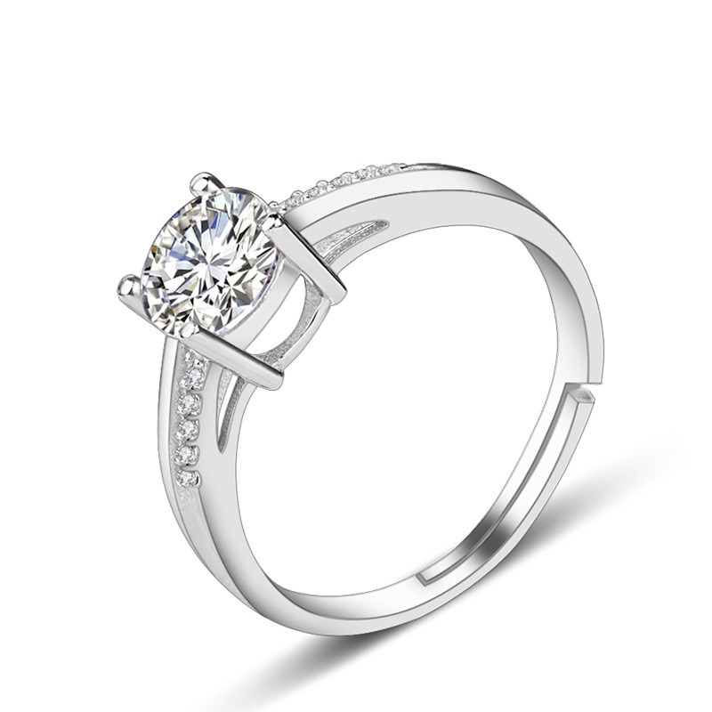 S925 sterling silver ring opening adjustable zircon women's ring