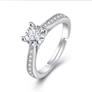 S925 sterling silver ring opening adjustable zircon women's ring