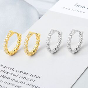 S925 sterling silver stud earrings geometric twist circle earrings