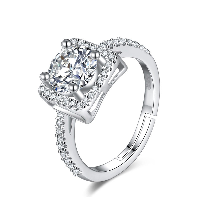 S925 sterling silver ring opening adjustable zircon women's ring
