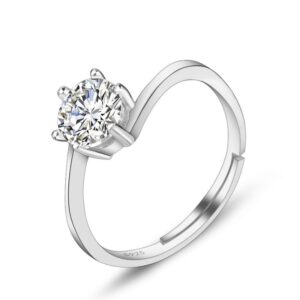 S925 sterling silver ring opening adjustable zircon women's ring