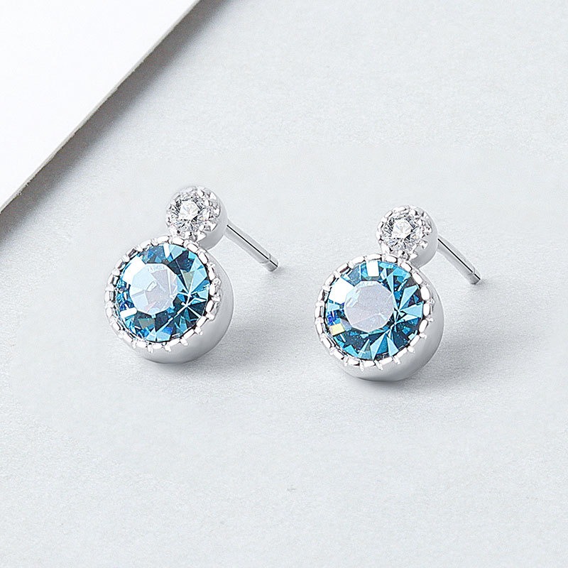 S925 sterling silver stud earrings Austrian crystal earrings - Image 2