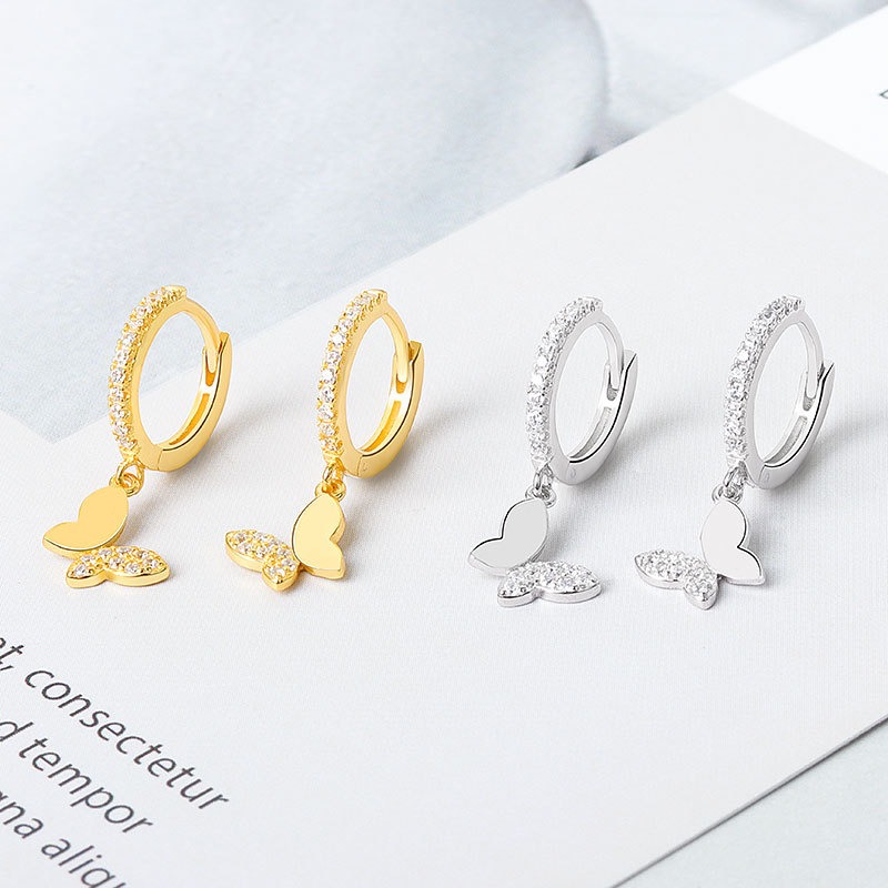 S925 sterling silver stud earrings butterfly earrings - Image 4