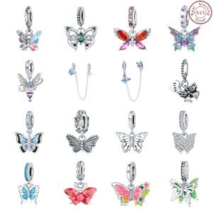 S925 sterling silver beaded DIY butterfly bracelet jewelry