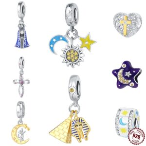 S925 Sterling Silver Beads Star Moon DIY Jewelry Accessories