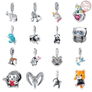 S925 Sterling Silver Beaded DIY Small Animal Bracelet Accessories