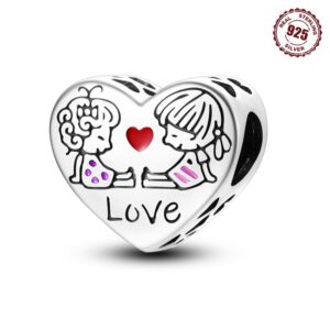 S925 sterling silver beaded heart sisters bracelet accessory
