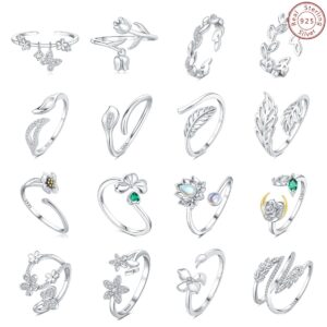 S925 sterling silver ring opening adjustable women's ring