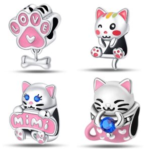 S925 sterling silver beaded kitten bracelet accessory