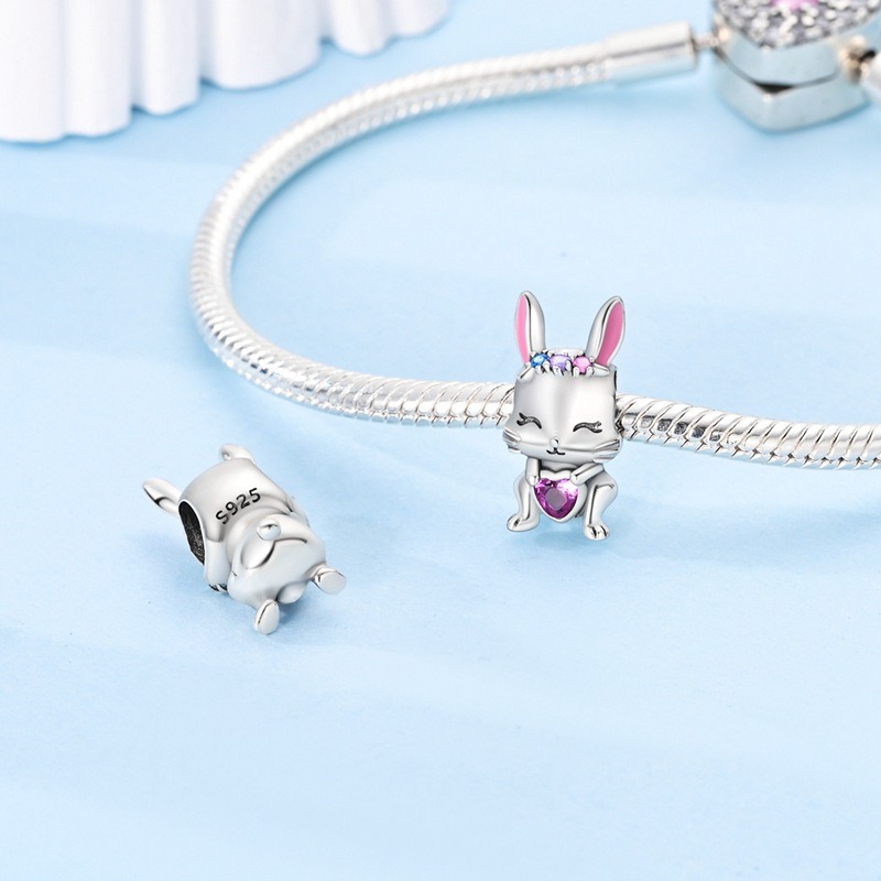 S925 Sterling Silver Beaded DIY Bunny Bracelet Accessories - Image 6