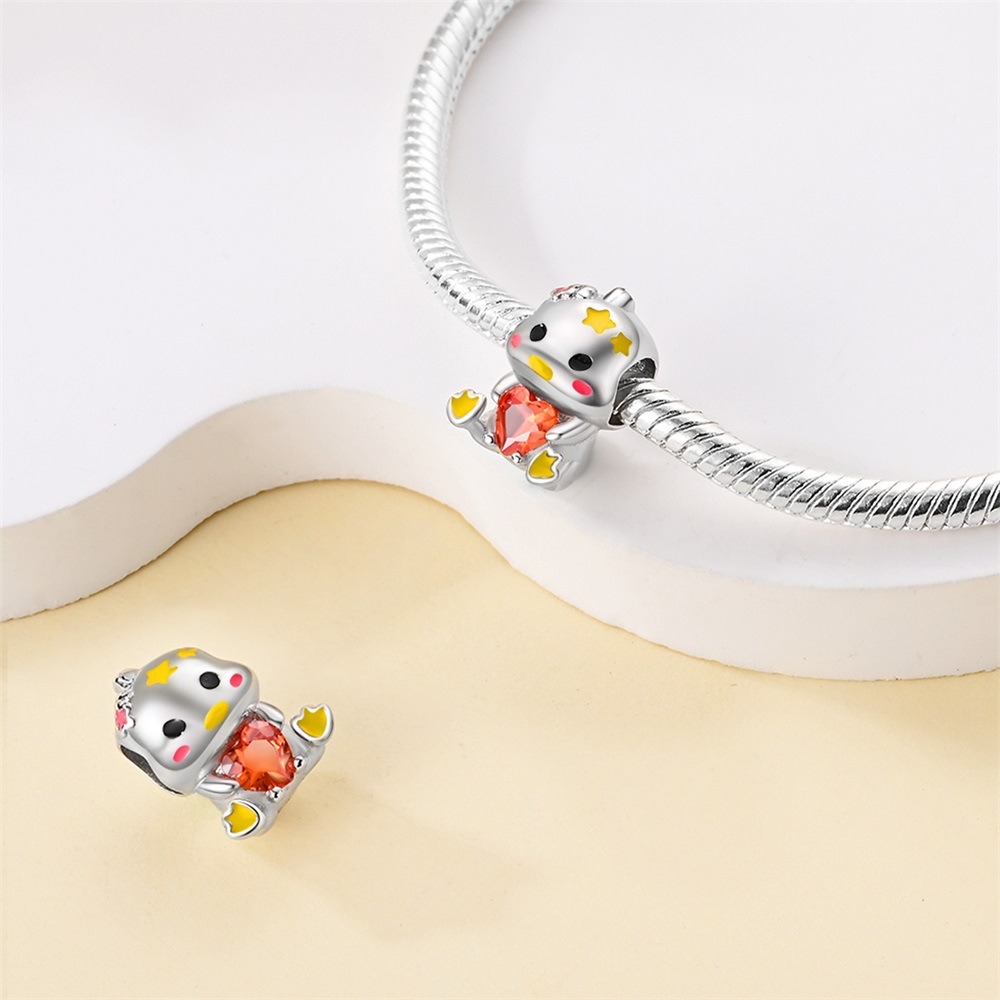 S925 Sterling Silver Beaded DIY Cartoon Bill Duck Bracelet Accessories - Image 6
