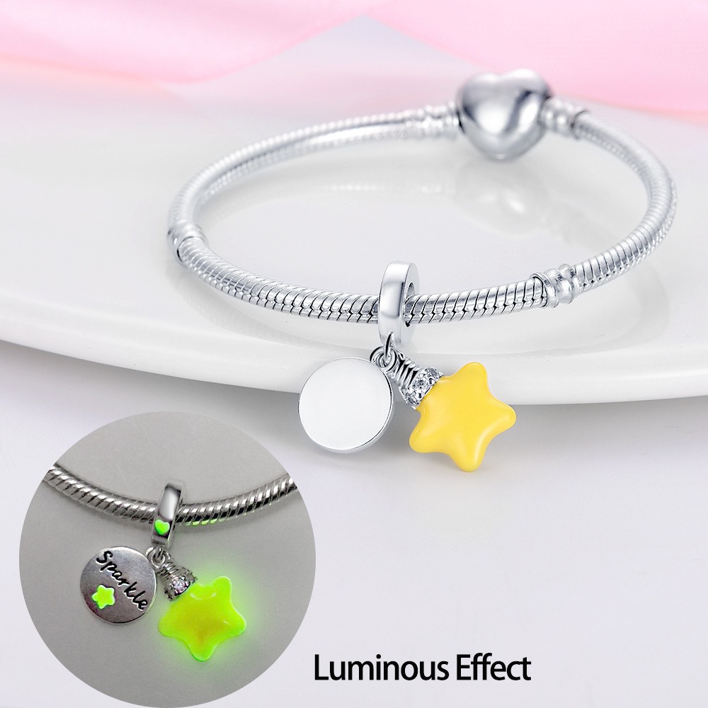 S925 Sterling Silver Beaded DIY Luminous Star Bracelet Accessories - Image 5