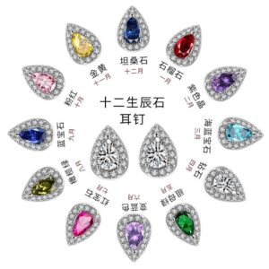 S925 sterling silver stud earrings pear-shaped zircon earrings