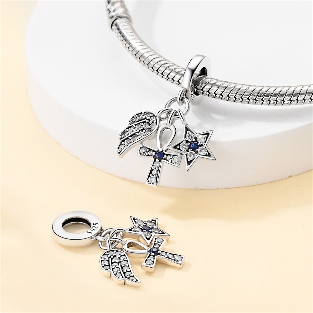 S925 Sterling Silver Beaded DIY Cross Bracelet Accessories - Image 6