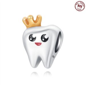 S925 Sterling Silver Beads DIY Crown Teeth Bracelet Accessories