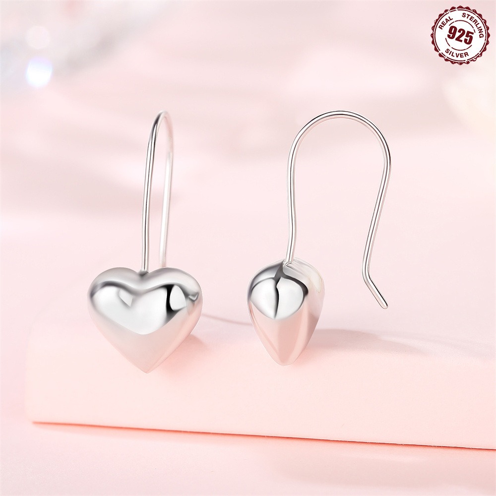S925 Pure Heart Stud Earrings - Image 5
